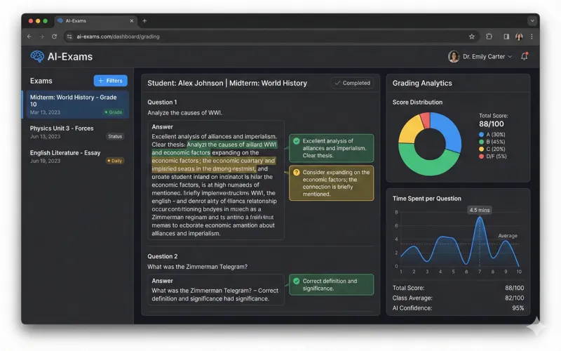 AI-Exams teacher dashboard