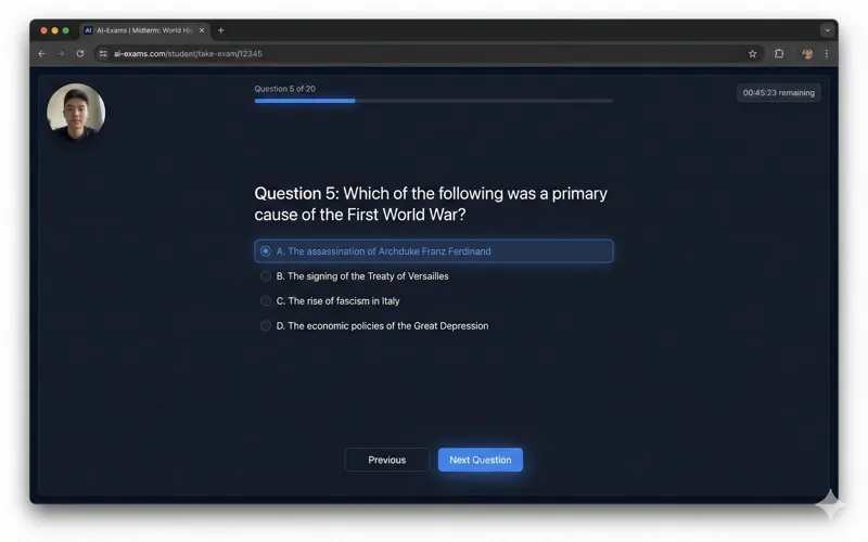 AI-Exams student view
